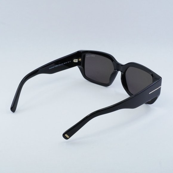 Tom Ford Silvano-02 FT0989 01A Sunglasses Black Rectangle Frame, Smoke Lenses - Picture 8 of 10